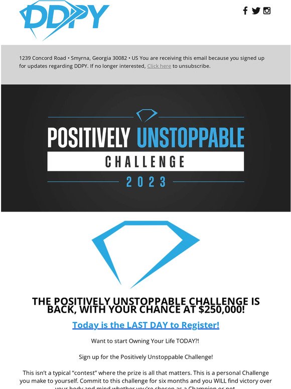FINAL DAY to Enter the 2023 Positively Unstoppable Challenge