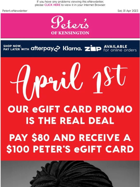 Peter's of Kensington Don't Be Fooled! Our eGift Card Promo is the