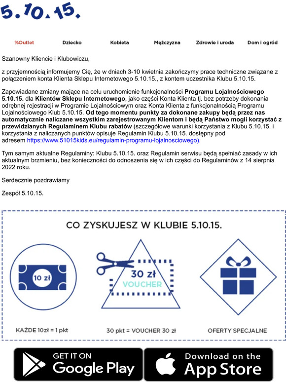 Zmiany w Programie Lojalnościowym 5.10.15.