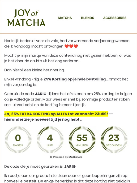 Nog maar 5 uurtjes - 25% Korting op ALLES 🎉🎁 [Verjaardagsactie]