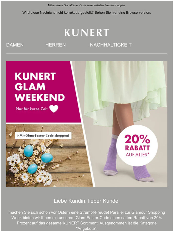 🐰 20% am GLAM WEEKEND sparen - Jetzt schon an Ostern denken!
