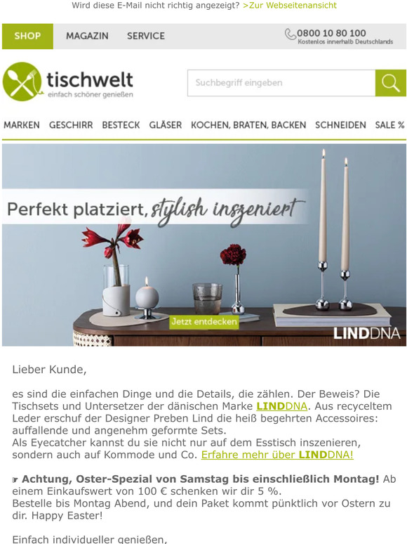 Dänische Tischsets der Marke LINDDNA