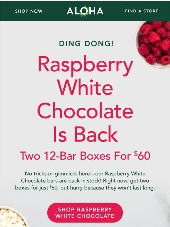 ALOHA: Raspberry White Chocolate Is Back! | Milled