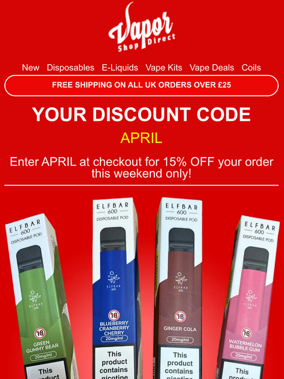 It's Payday and were giving you 15% OFF😎 | Plus All Elf Bar Flavours Now Available 3 For £12!