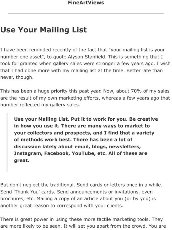 Use Your Mailing List (Keith Bond)