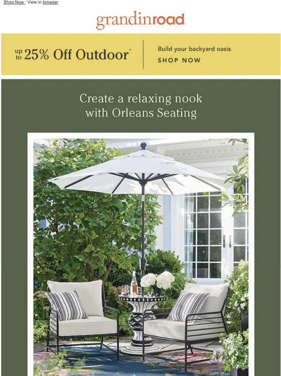 Grandin Road Ontrend outdoor Orleans Lounge Chair Milled