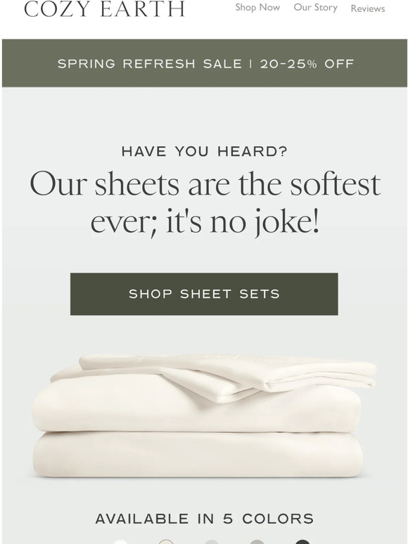 Cozy Earth It's No Joke, We Have The Softest Sheets Ever! Milled