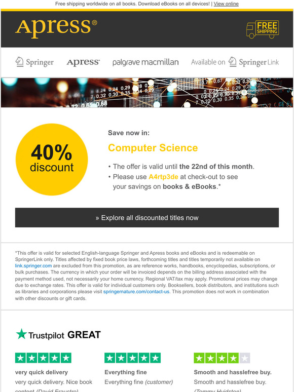 40% off books & eBooks + free shipping
