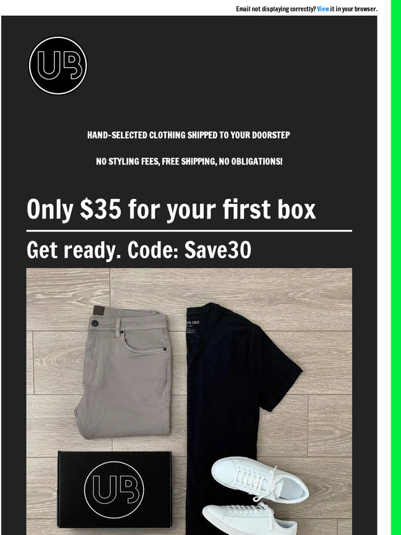 Over $80 worth of clothes for just $37! Let our stylists upgrade his wardrobe!