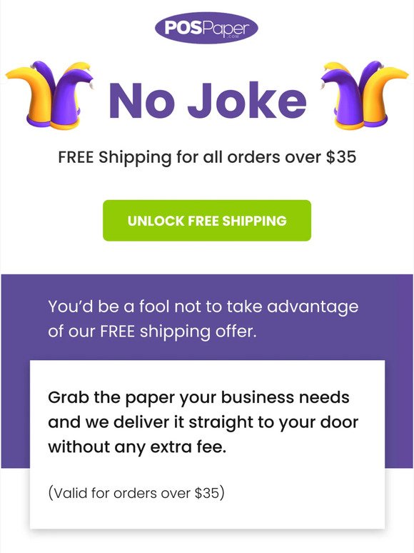 No Joke! FREE shipping storewide!