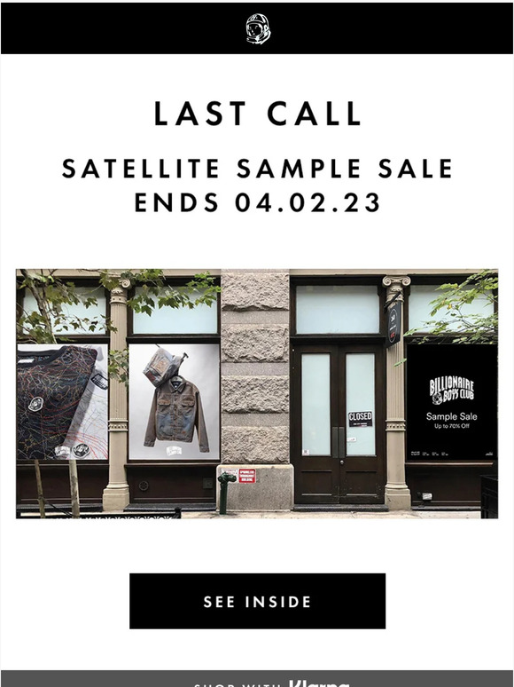 Satellite Sample Sale Ends This Weekend!