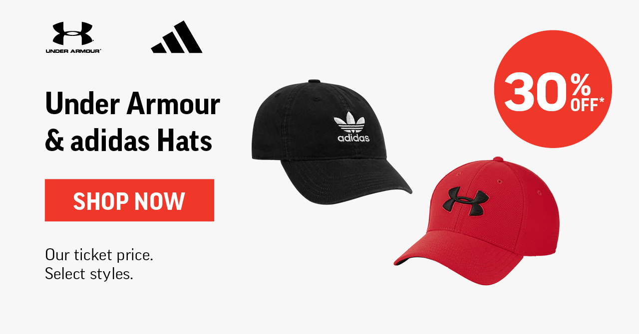 UNDER ARMOUR & ADIDAS HATS 30% OFF*.