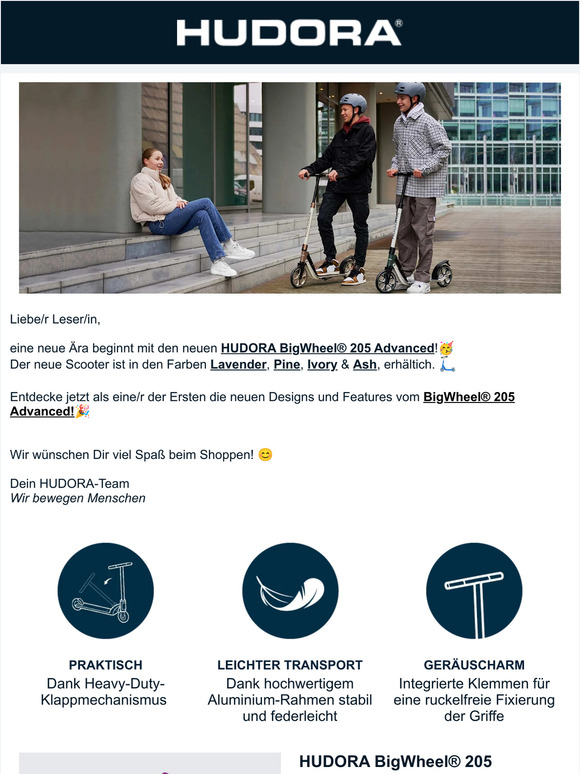 BRANDNEU & EXKLUSIV: Neue BigWheel® 205 Advanced Scooter von HUDORA