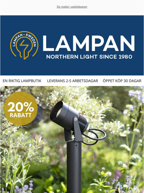 20% på Trädgårdsbelysning🌿