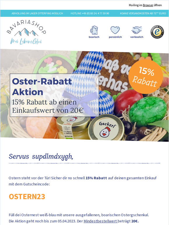 Letzte Chance: 15% Oster-Rabatt sichern! 🐰🐣