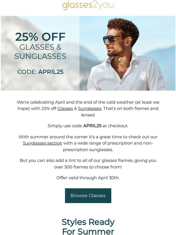 April Sale: Get 25% off on Premium Glasses and Sunglasses Today! 🕶️