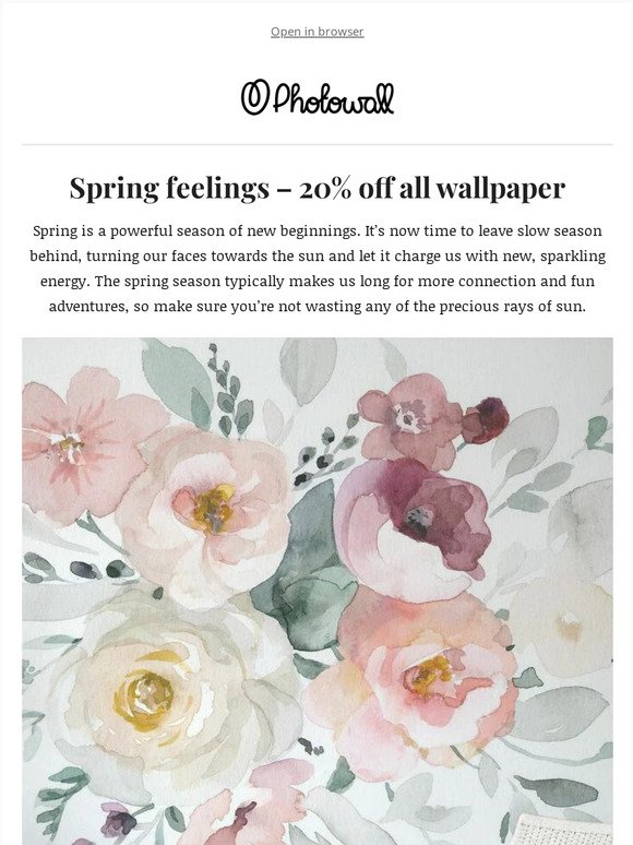 Hello spring - 20% off all wallpaper 🌱