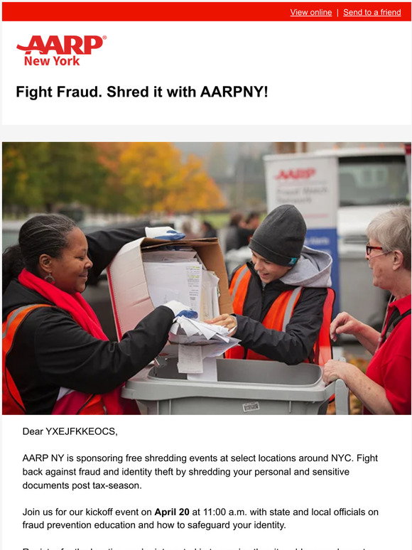 AARP Desktop/Mobile US Free Shredding Events Across New York City