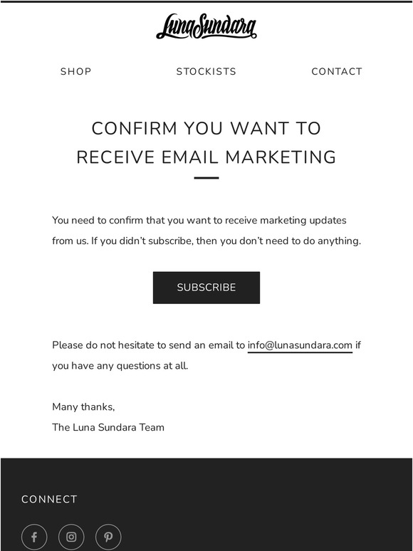 Confirm you want to receive email marketing