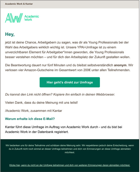 Erinnerung: Hilf mit, den Arbeitsplatz der Zukunft zu gestalten!
