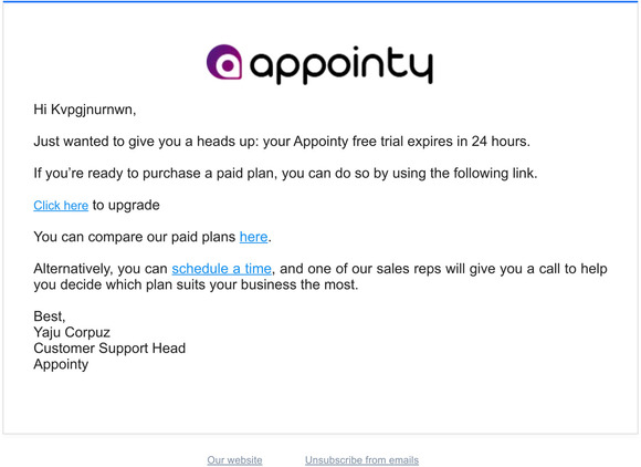 Your free Appointy trial expires today!