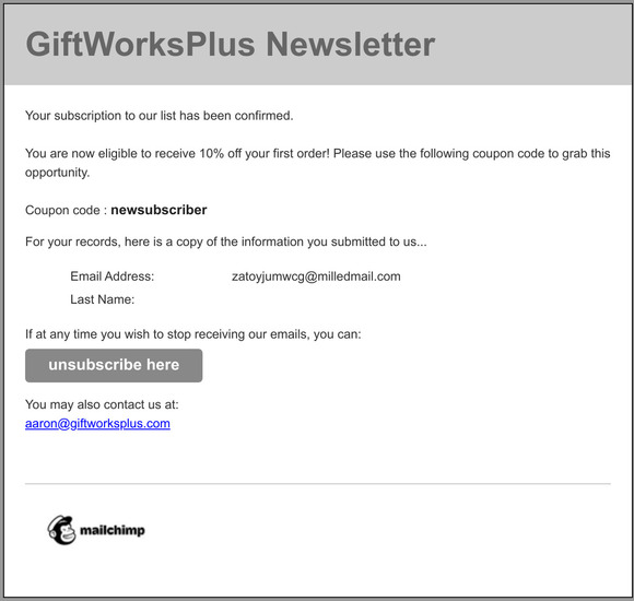 GiftWorksPlus Newsletter: Subscription Confirmed