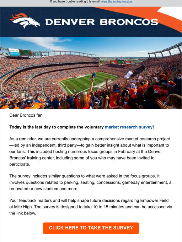 Broncos to begin fan research project to gather feedback on Empower Field  at Mile High and gameday experience