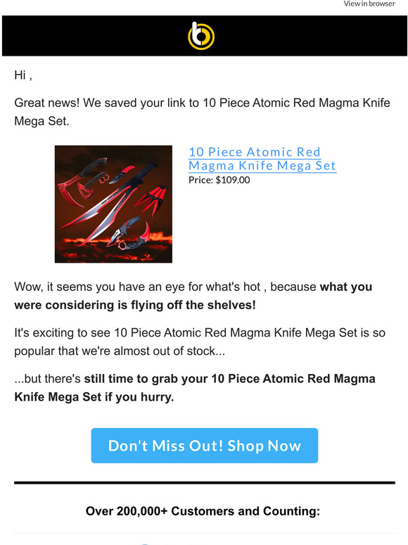 10 Piece Atomic Red Magma Knife Mega Set