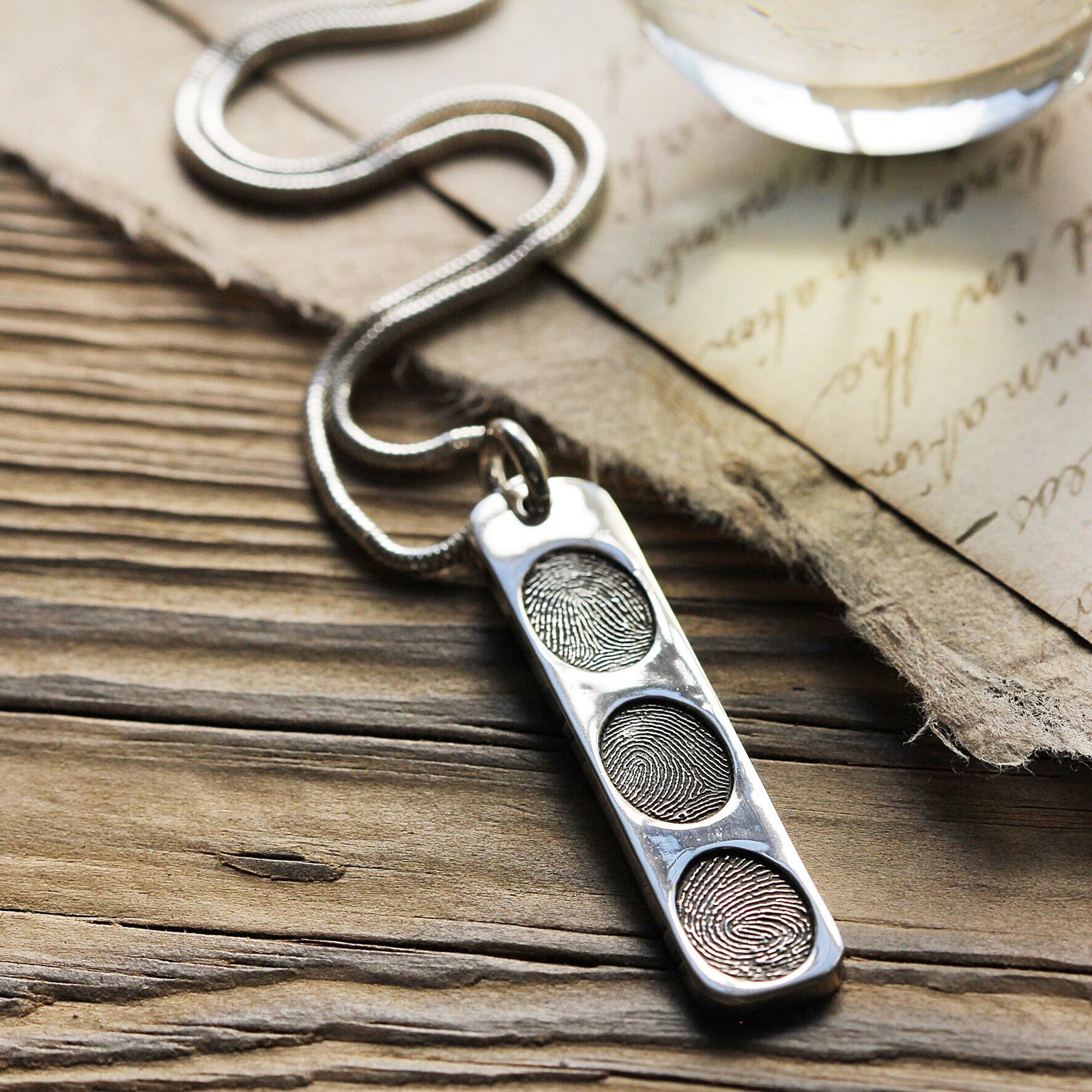 Image of Fingerprint Ingot Necklace with Shaped Prints