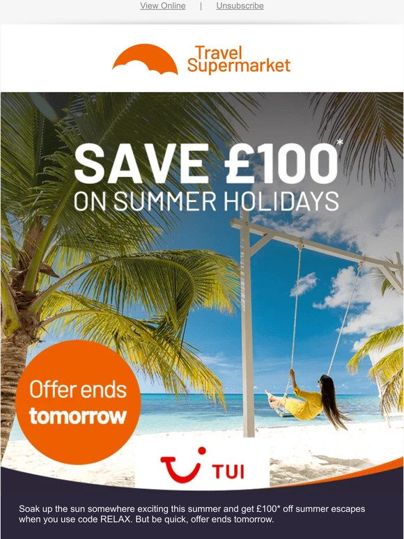 TravelSupermarket Save £100* on summer holidays with TUI! ☀️ Milled