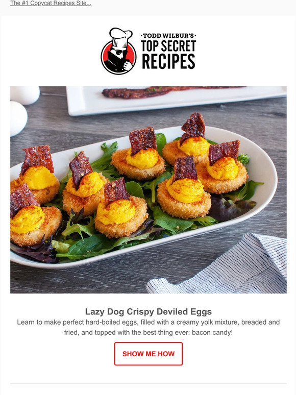 Top Secret Recipes, Inc. Lazy Dog Crispy Deviled Eggs 🐣 with Bacon