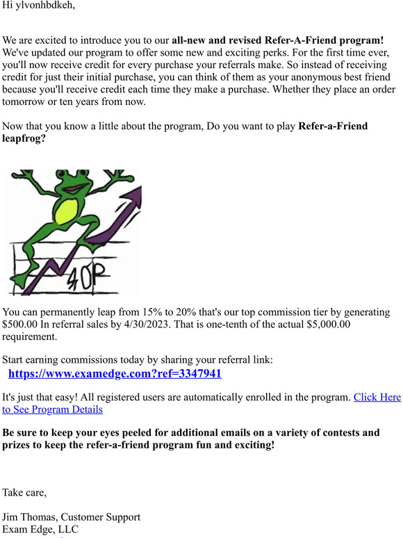 Exam Edge - Refer-A-Friend Leapfrog days