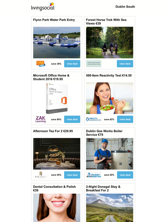 Flynn Park Water Park Entry | Forest Horse Trek With Sea Views €39 | Microsoft Office Home & Student 2016 €19.95 | 500-Item Reactivity Test €14.50 | Afternoon Tea For 2 €29.95