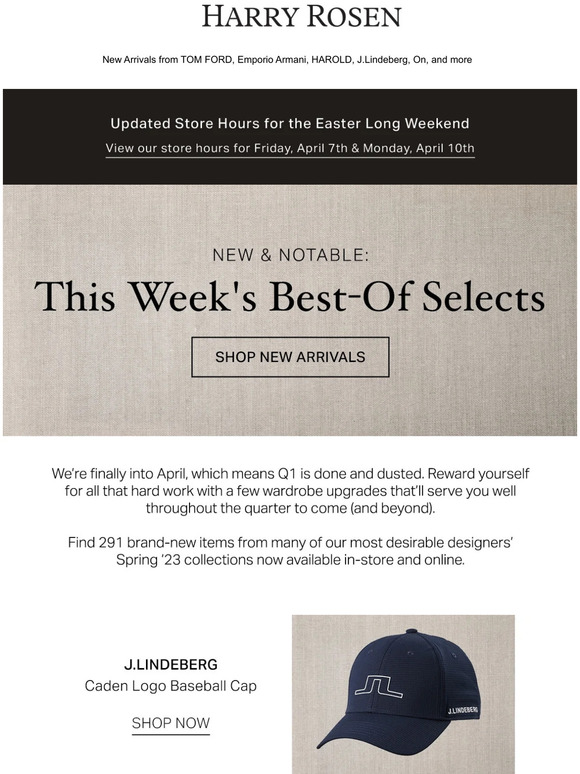 Harry Rosen Email Newsletters: Shop Sales, Discounts, and Coupon Codes