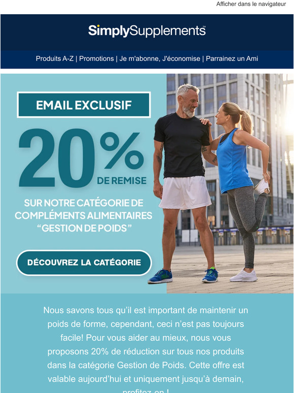 20% de réduction sur la catégorie gestion de poids