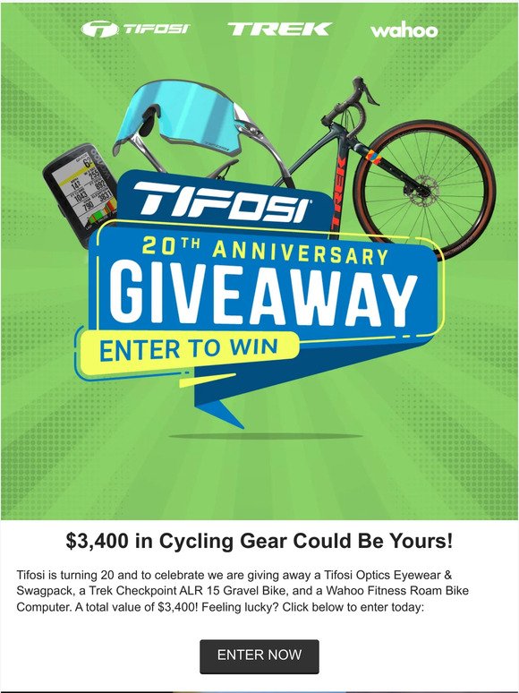 Enter to Win a TREK bike, Wahoo GPS and a Tifosi Prize package