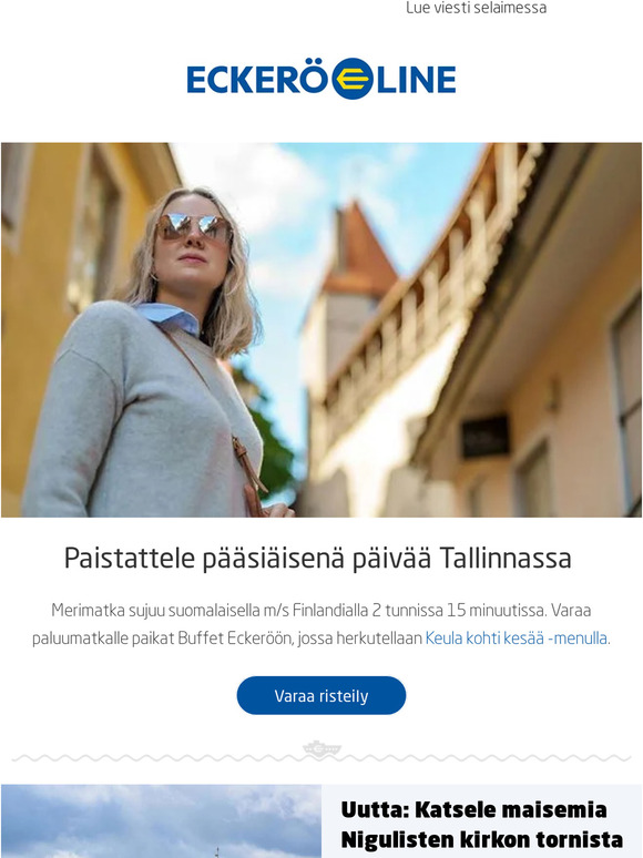 Eckerö Line: ? Tee karanteenivapaa ostosristeily Suomenlahdelle.  Helsinki–Helsinki-miniristeily 6 h alk. 12 €/hlö | Milled