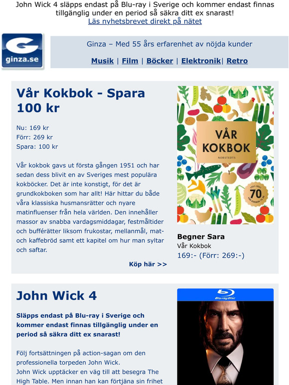 Vår Kokbok - Spara 100 kr | Förhandsboka John Wick 4