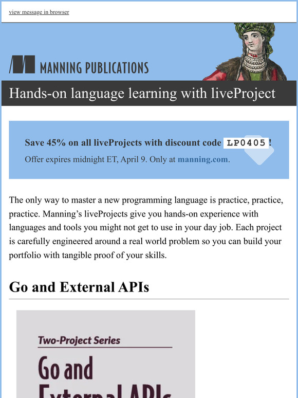 Manning Publications: Learning languages with liveProject! + Save 45% ...