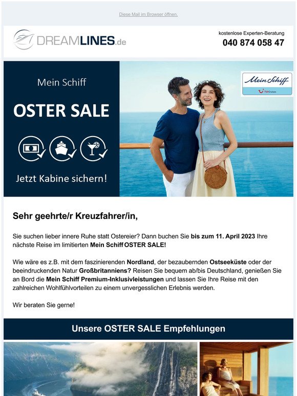 Nur für kurze Zeit: OSTER SALE mit tollen Aktionspreisen für Ihre Mein Schiff Kreuzfahrt!
