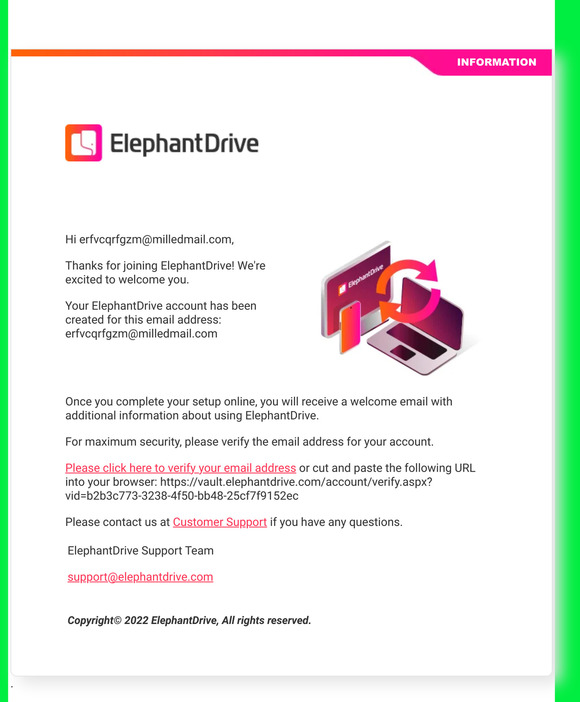 ElephantDrive Account Verification