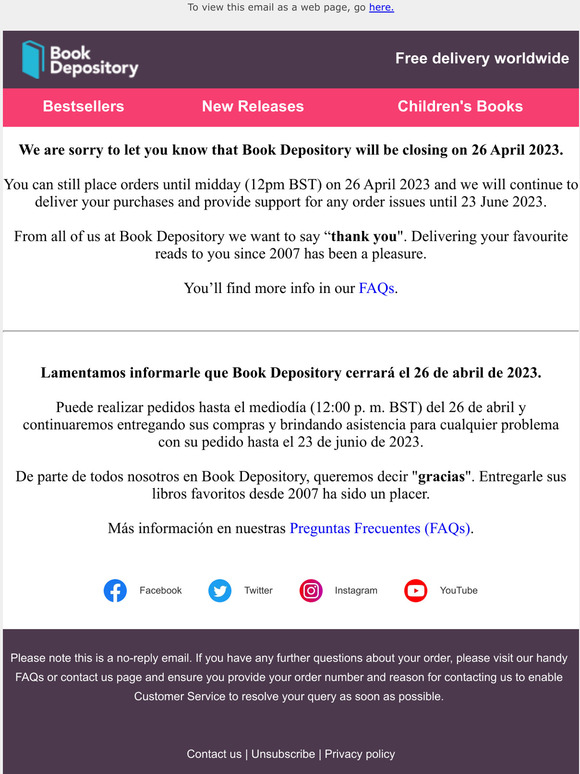 News from Book Depository