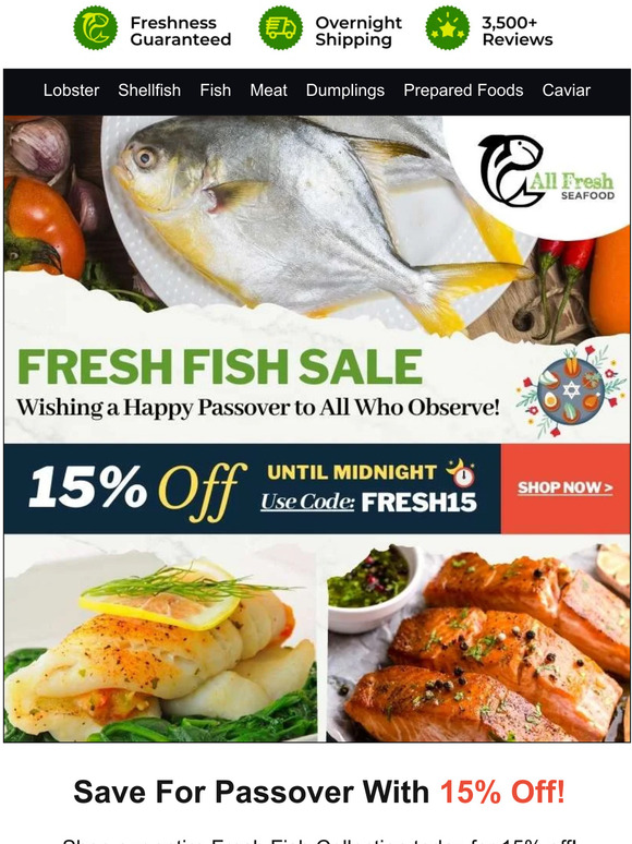All Fresh Seafood 15 Off Our FRESHEST Fish 🐟 to Celebrate Passover Milled