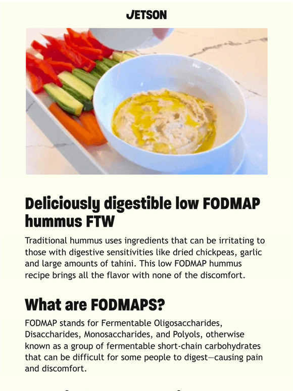 Jetson Health The low FODMAP hummus you didn’t know you needed Milled