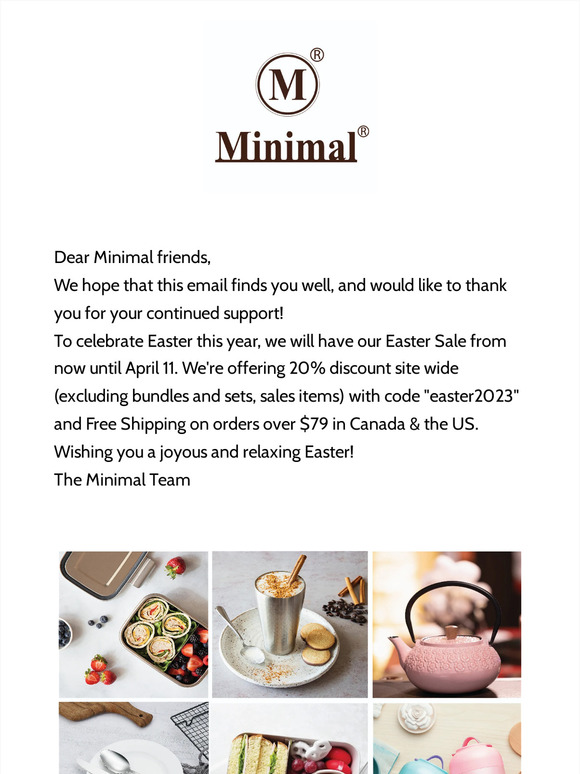 Easter Celebration with Minimal - 20% Off Site Wide + Free Shipping on Orders $79+ in Canada & the US