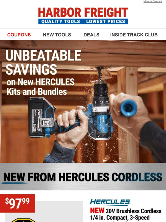 Harbor Freight Tools LimitedTime Bundle and Kit Deals on NEW HERCULES