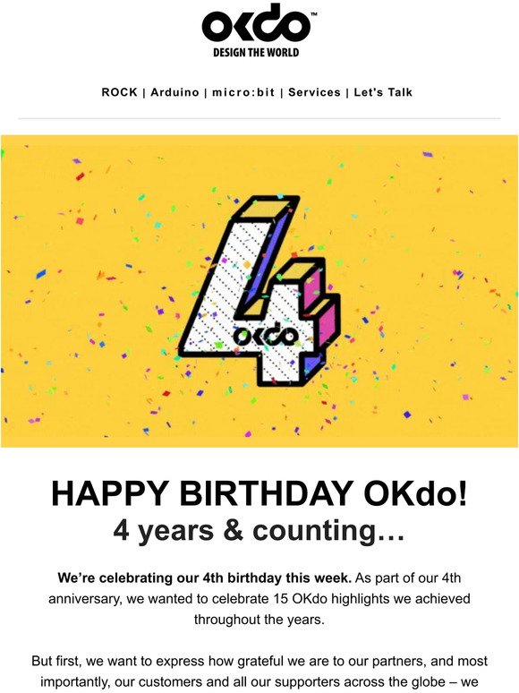 Thank you for 4 years of OKdo! We wouldn't be here without you 🎉