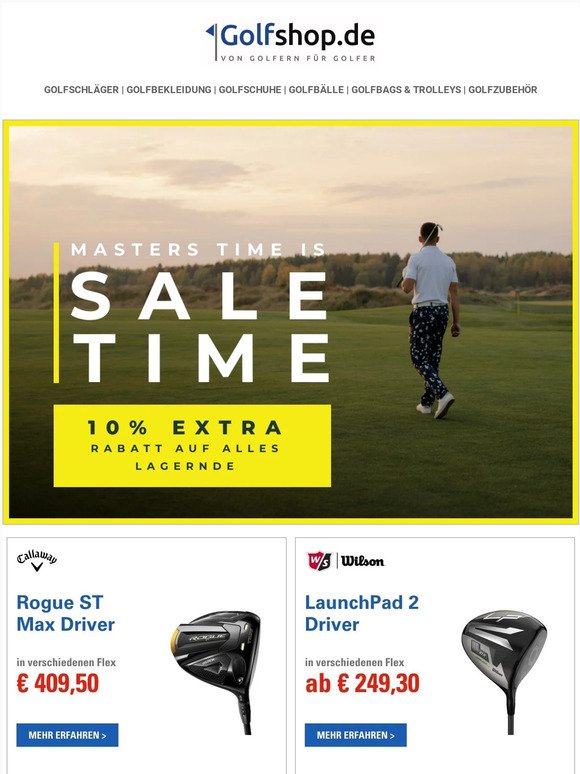 Major Flash Sale: Holen Sie sich jetzt 10% Extra-Rabatt auf ALLE lagernden Golfartikel!