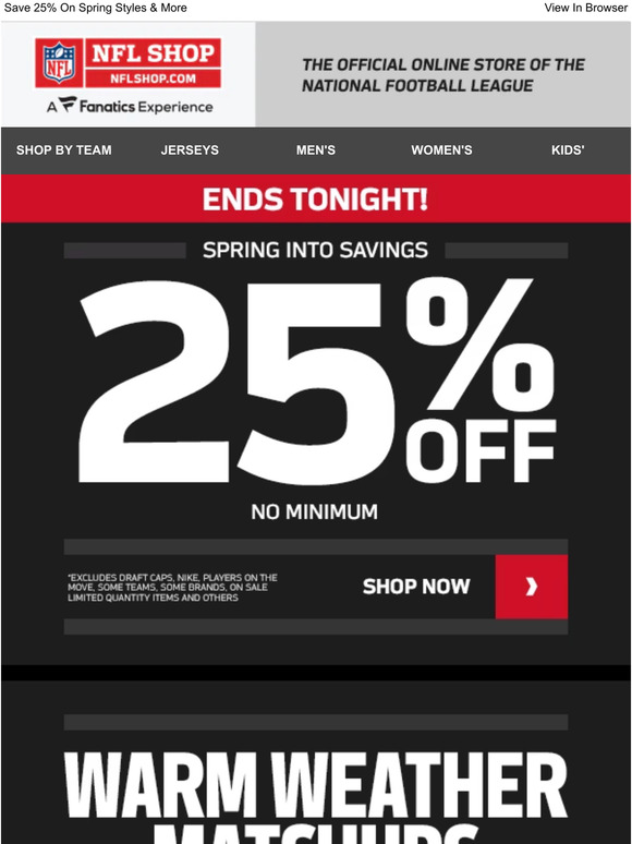 NFL Shop Coupon: 25% off