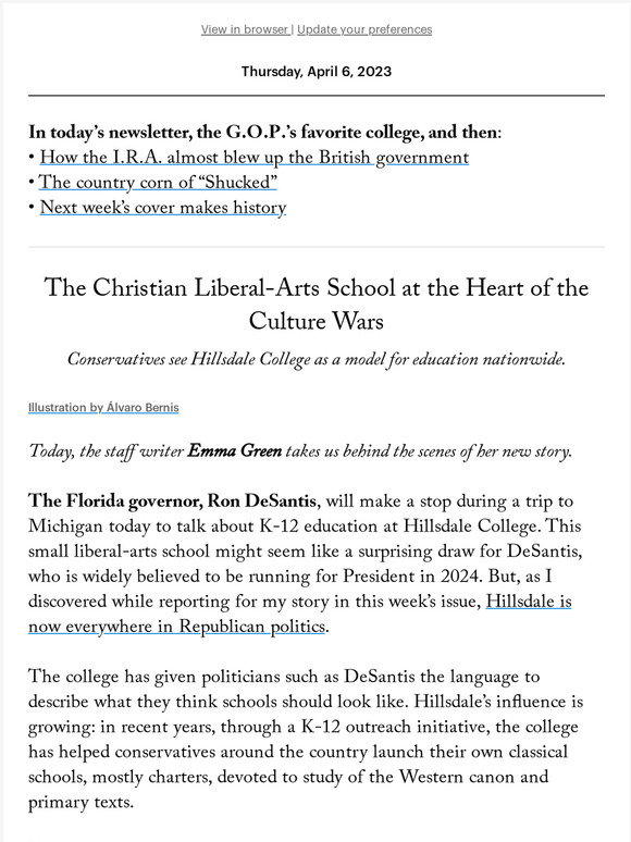 The New Yorker The Christian LiberalArts School at the Heart
